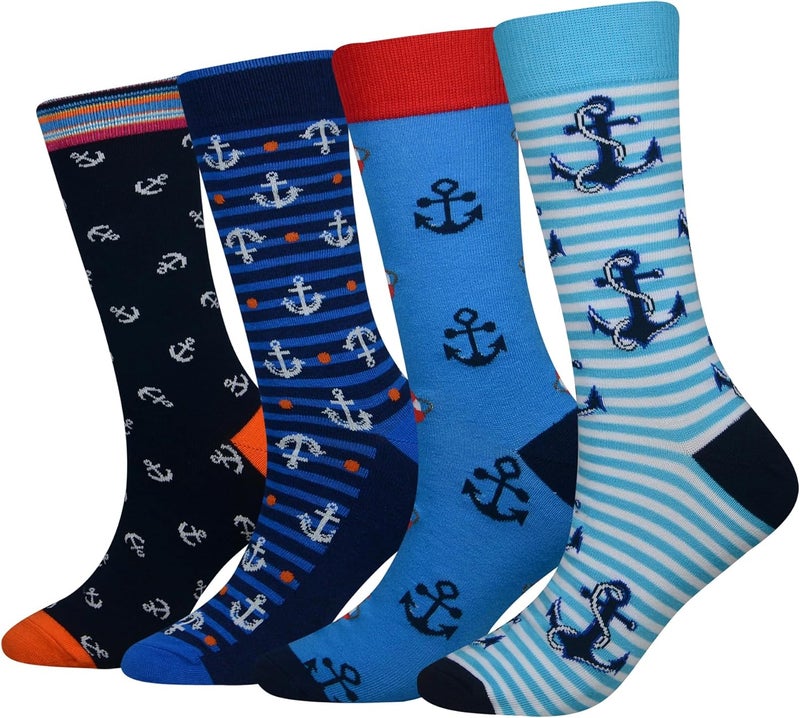 Cansok Men's 2/4 Packs Fun Crazy Novelty Dress Crew Socks - Image 1